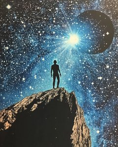 Man die naar de kosmos staart door Samantha Hearn