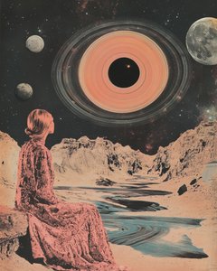 Vrouw die naar de kosmos staart