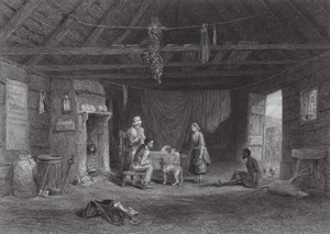 Australië: Hut van een Australische herder door Samuel (after) Prout