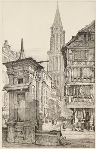 De Rue Mercière en westelijke gevel van de kathedraal van Straatsburg