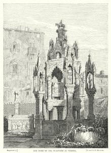Het graf van de Scaligers in Verona (gravure)
