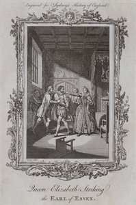 Koningin Elizabeth Slaat de Graaf van Essex door Samuel (after) Wale
