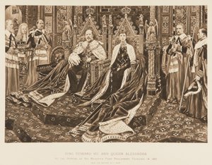 Koning Edward VII en koningin Alexandra in het parlement
