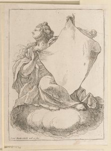 Vrouw met een doek in haar handen (Diverse ontwerpen, Opera Varia Historica, Poetica & Iconologica) door Samuel Bottschild