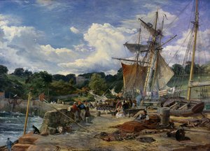 De Pier Head, Aberdour, Firth of Forth, 1865 door Samuel Bough