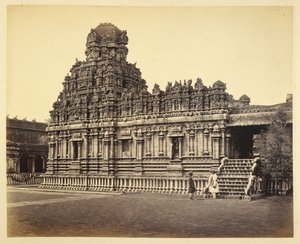 Een uitzicht op de Subrahmanya Tempel nabij de Pagode, Tanjore door Samuel Bourne