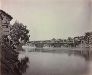 Brug van Winkels, Srinagar, Kasjmir door Samuel Bourne