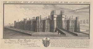 Het Zuidwestelijke Uitzicht op Hertsmonceux Kasteel in het Graafschap Sussex