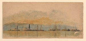 Tekening, Schetsen. Schepen, ca. 1860 door Samuel Colman