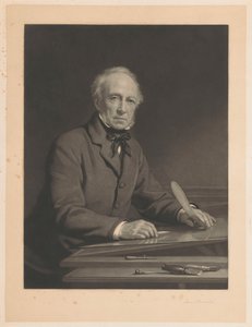 Portret van Samuel Cousins werkend aan een prent