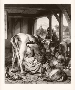 De Dienstmeid en Ekster (mezzotint)