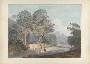 Rotsachtige rivier scène met sepoys