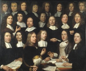 Groepsportret van de Muntmeesters van Dordrecht door Samuel van Hoogstraten