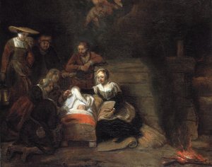 De aanbidding van het Christuskind door Samuel van Hoogstraten
