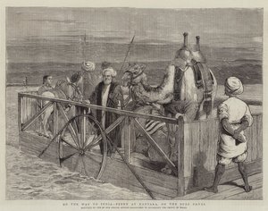 Op weg naar India, veerboot bij Kantara, aan het Suezkanaal