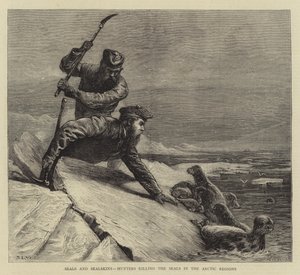 Zeehonden en Zeehondenhuiden, Jagers die de Zeehonden doden in de Arctische Gebieden door Samuel Edmund Waller