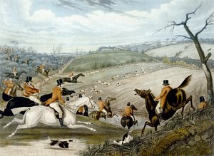 De Grote Leicestershire Vossenjacht, plaat 1 door Samuel Henry (after) Alken
