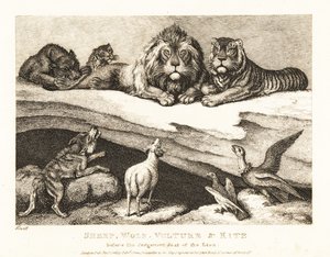 Een rechtszaak tussen dieren, met leeuw en tijger als rechters. 1811 (ets) door Samuel Howitt
