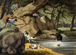 Noord-Amerikaanse berenjacht, gegraveerd door Matthew Dubourg, uitgegeven door Edward Orme, 1813 door Samuel Howitt