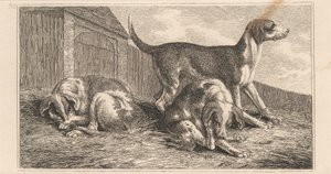 Drie honden door Samuel Howitt