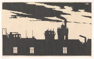 Silhouet Oostergasfabriek door Samuel Jessurun de Mesquita (signed by artist)
