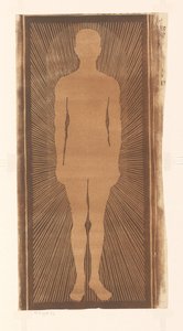 Silhouet van een man met stralen rondom door Samuel Jessurun de Mesquita (signed by artist)