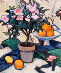 Roze Azalea en Sinaasappels, c.1913 door Samuel John Peploe