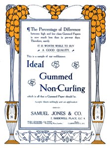 Samuel Jones & Co. - Ideale Gommen Niet-Krullende Advertentie, 1919 door Samuel Jones