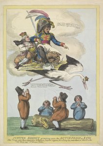 Napoleon stuurt Lodewijk Napoleon als koning in de vorm van een ooievaar naar Holland, 1806