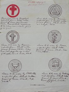 Ontwerpen voor lamens (kraagjuwelen) voor de verschillende officieren van een Gouden Dageraad Tempel, 1888 (inkt op papier)