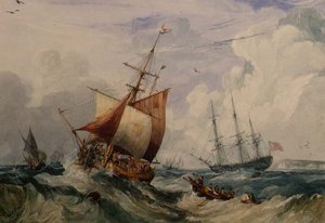 Een Franse vissersboot in een deining bij Dover
