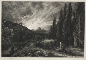 De vroege ploeger, voor 1861 door Samuel Palmer