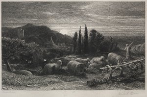 De opkomende maan door Samuel Palmer