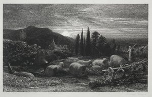 De opkomende maan door Samuel Palmer