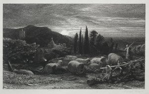 De opkomende maan door Samuel Palmer