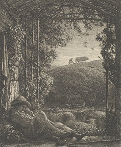De slapende herder, vroege ochtend, 1857 door Samuel Palmer