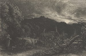 De vermoeide ploeger, of De herder, of Tardus Bubulcus, begonnen 1858 door Samuel Palmer