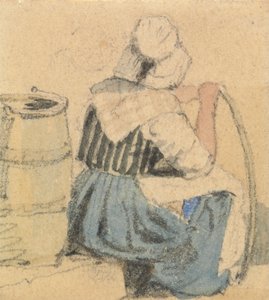 Een zittende boerenvrouw door Samuel Prout