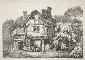 Een serie oude gebouwen en landelijke huisjes in het noorden van Engeland: Bij Ashbourn, 1821