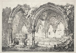 Een Serie Oude Gebouwen en Landelijke Huisjes in het Noorden van Engeland: Deel van Kirkham Abbey door Samuel Prout