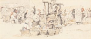 Een markt in de openlucht door Samuel Prout