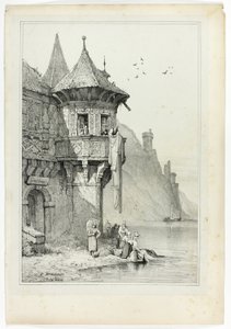 Bij Braubach aan de Rijn door Samuel Prout