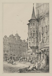 Facsimiles van Schetsen gemaakt in Vlaanderen en Duitsland: Stadhuis, Praag door Samuel Prout