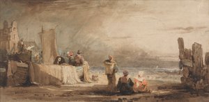 Figuren op een Strand door Samuel Prout