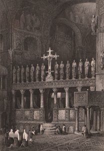 Iconostase in de Basiliek van San Marco, Venetië, Italië, gravure naar tekening van Samuel Prout