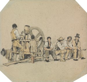 Mechanische Slijper met Figuren door Samuel Prout