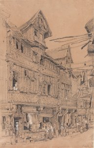 Oude straat in Lisieux, c.1820 door Samuel Prout