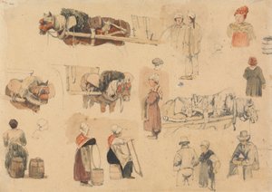 Schetsen van Boeren en Werkpaarden door Samuel Prout