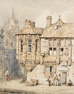 Straatscene in Rouen, begin 19e eeuw