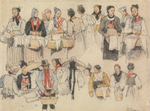 Studie van Figuren in Ulm door Samuel Prout